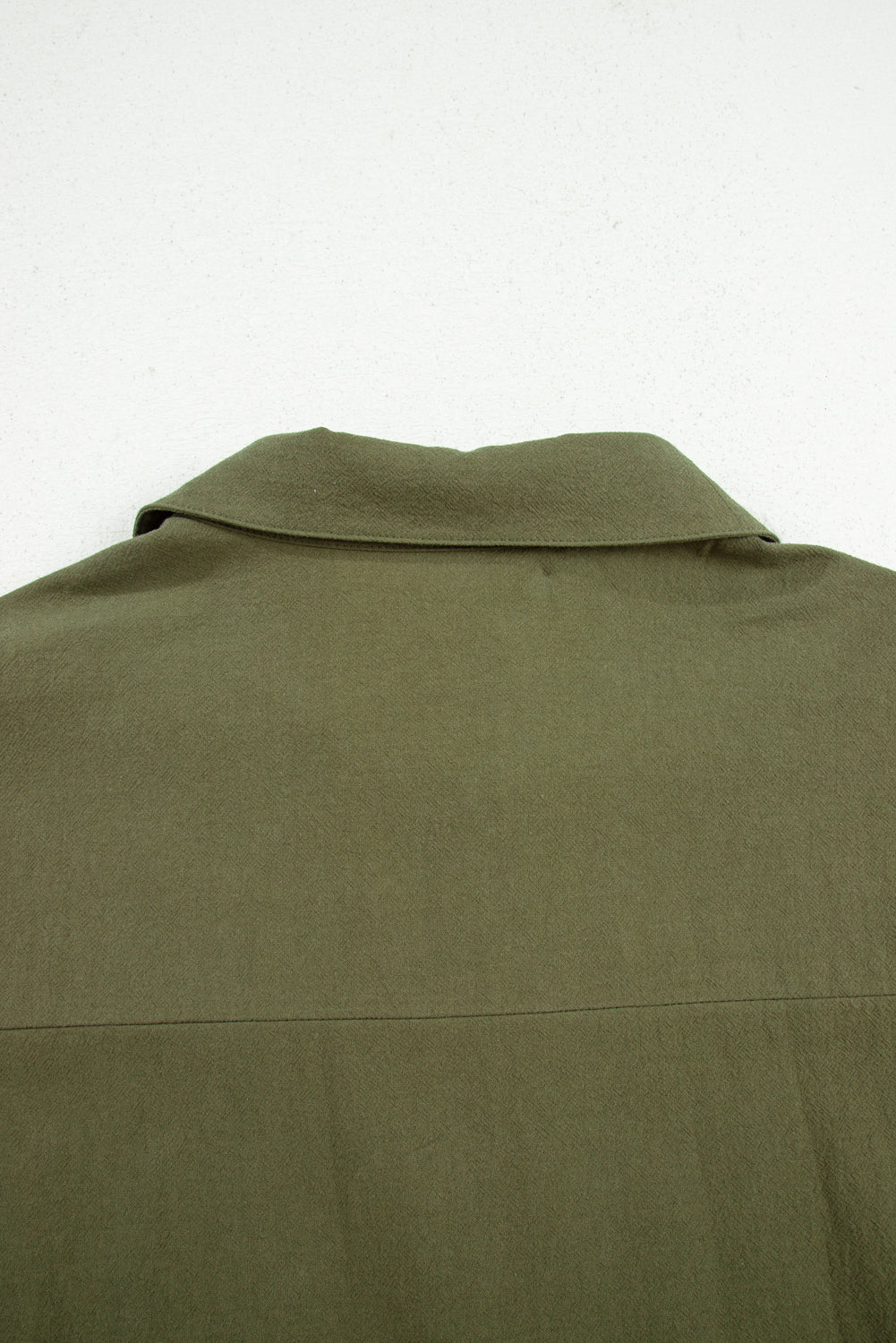 Green Plus Size Long Sleeve Ruffle Hem Mini Shirt Dress