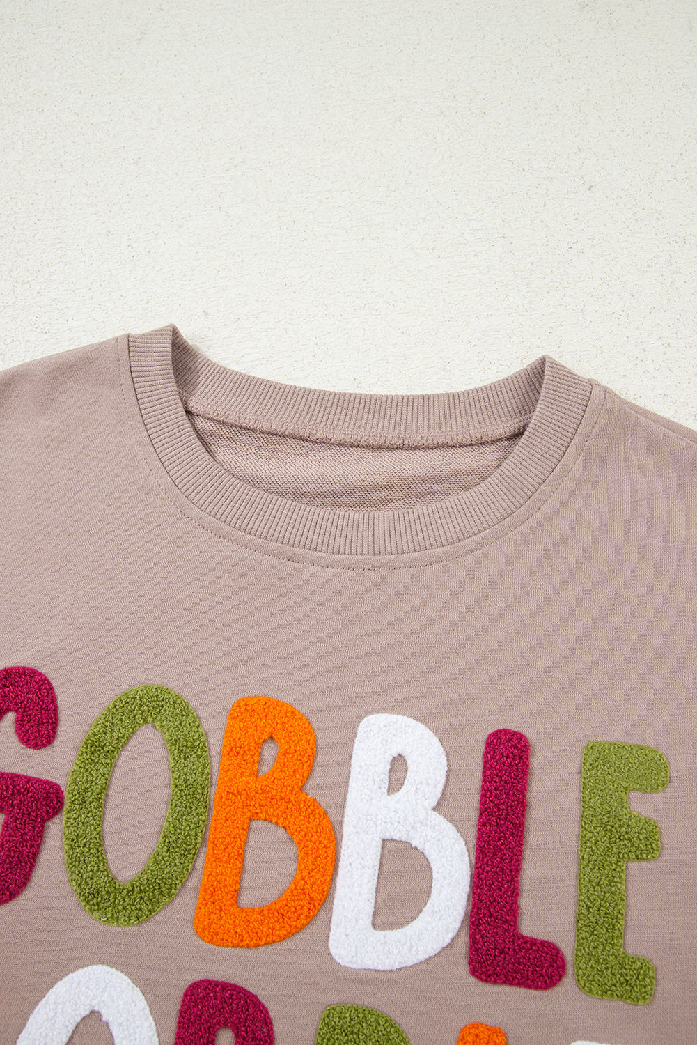 Dark Khaki GOBBLE Letter Graphic Thanksgiving Sweatshirt