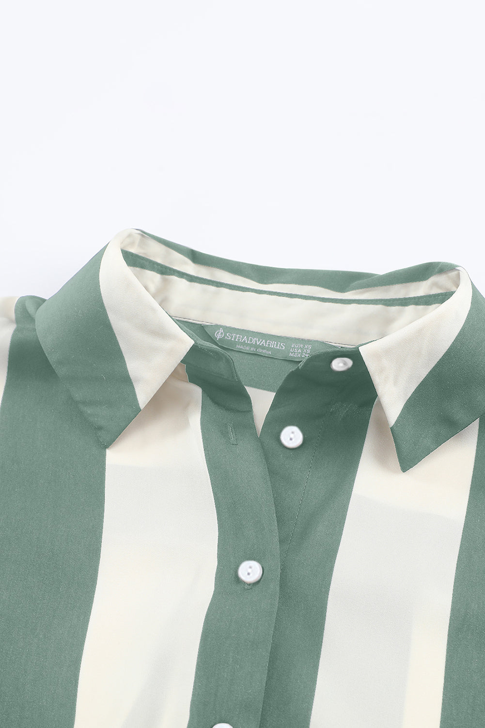 Green Striped Soft Relaxed Button Up Shirt