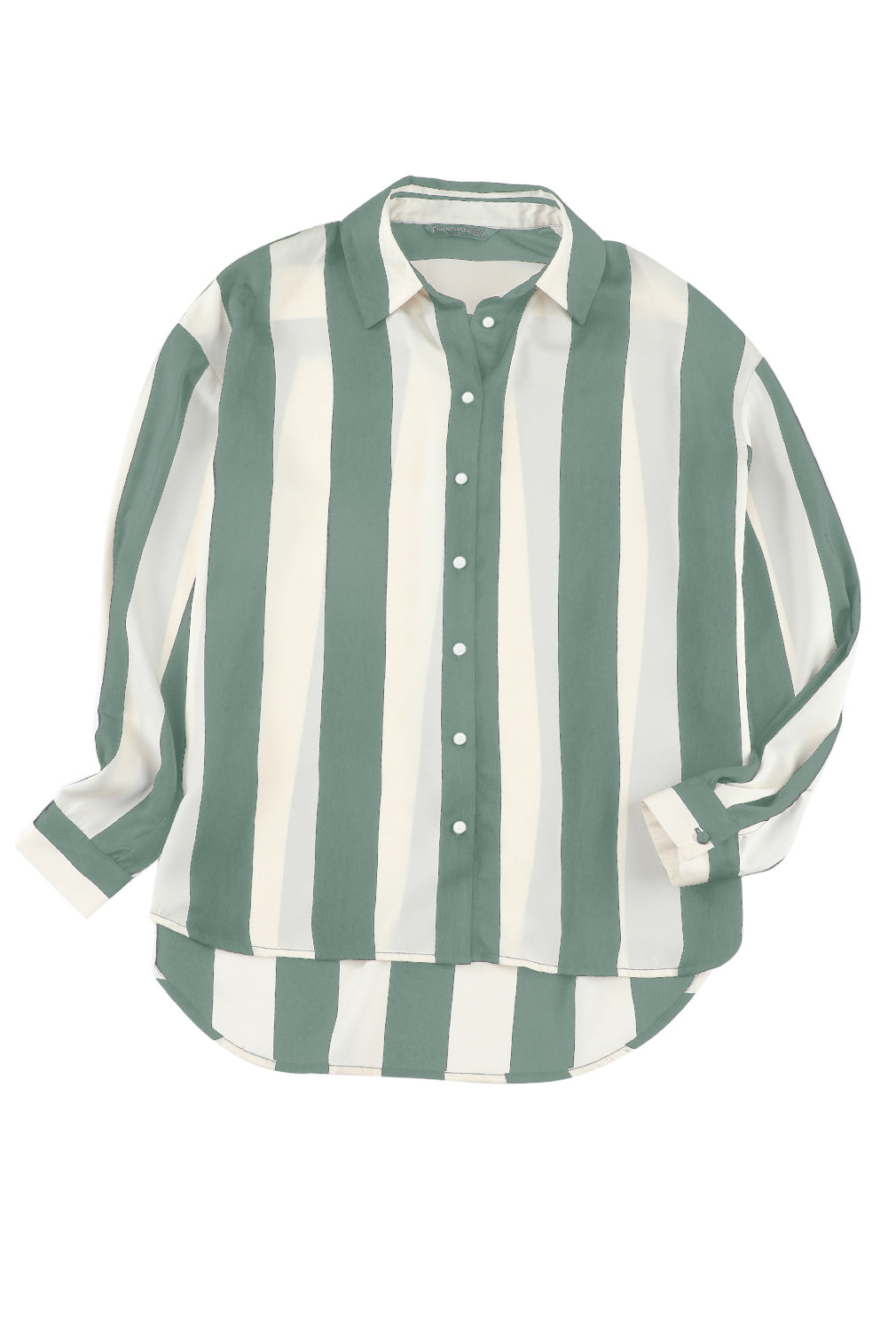 Green Striped Soft Relaxed Button Up Shirt
