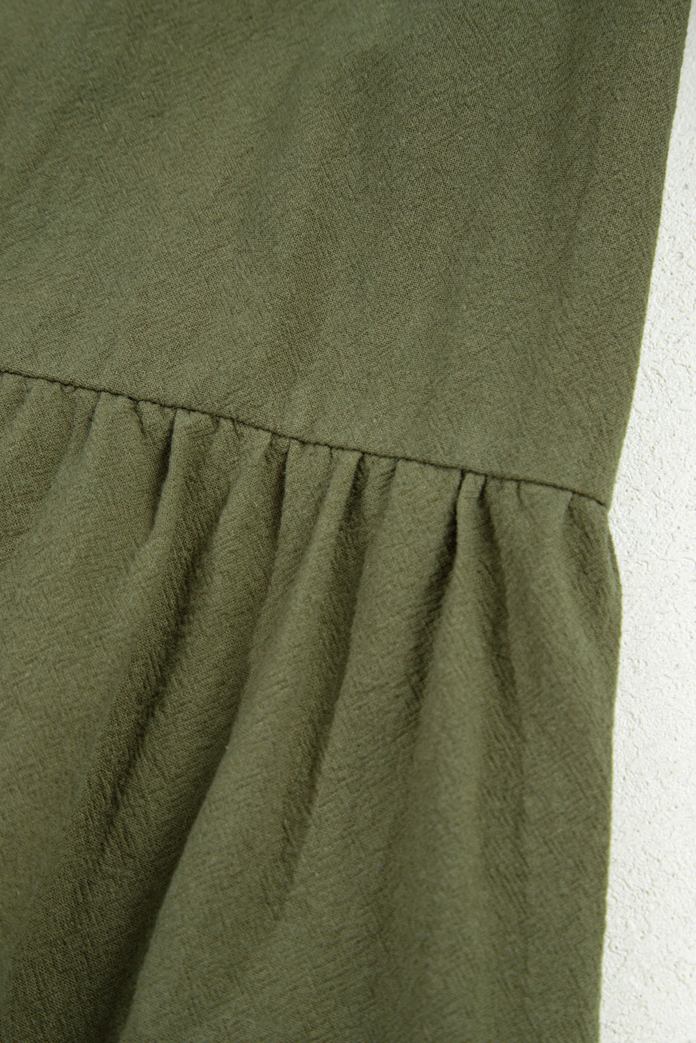 Green Plus Size Long Sleeve Ruffle Hem Mini Shirt Dress