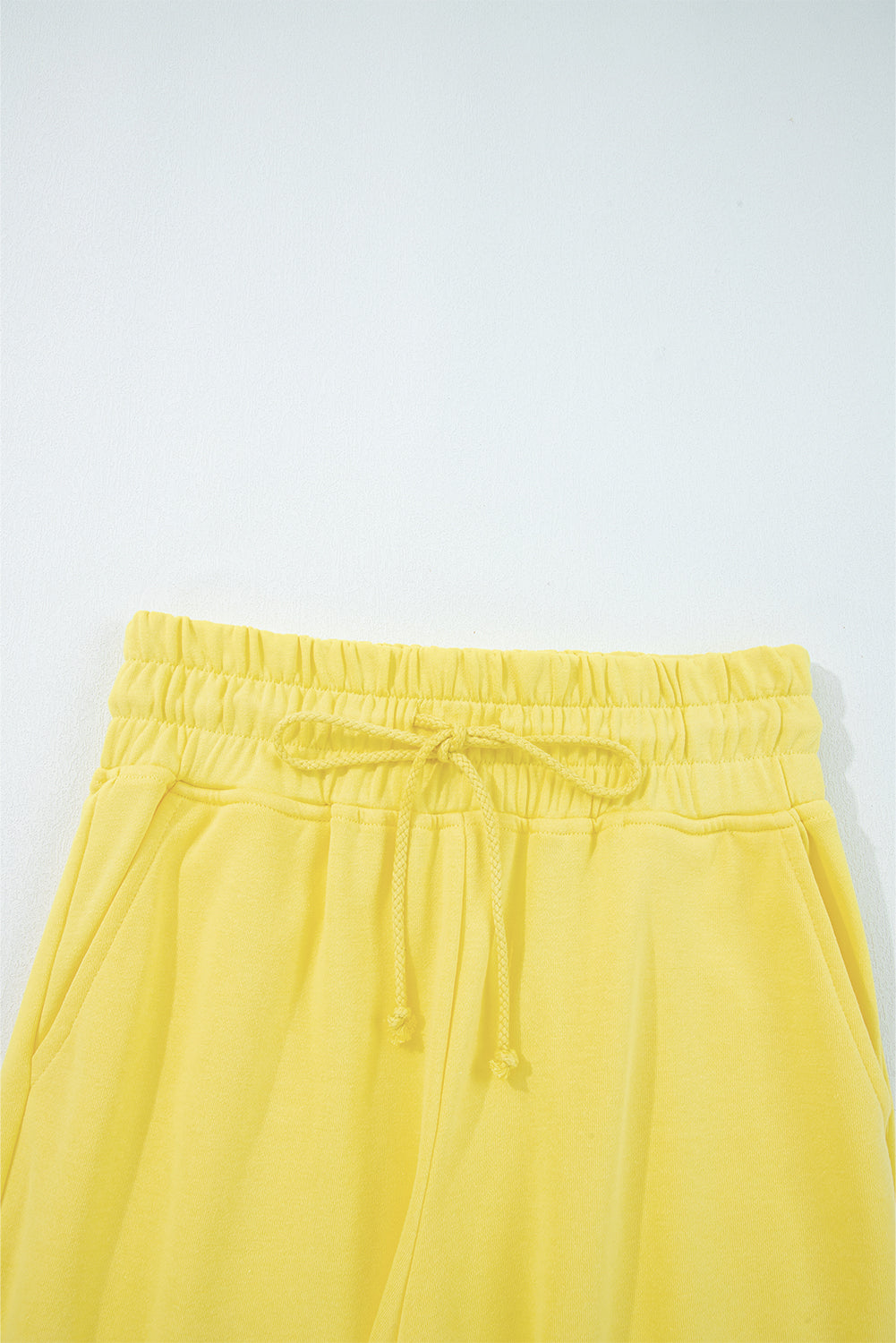 Bright Green Drop Shoulder Crop Pullover Drawstring Wide Leg Pants Set