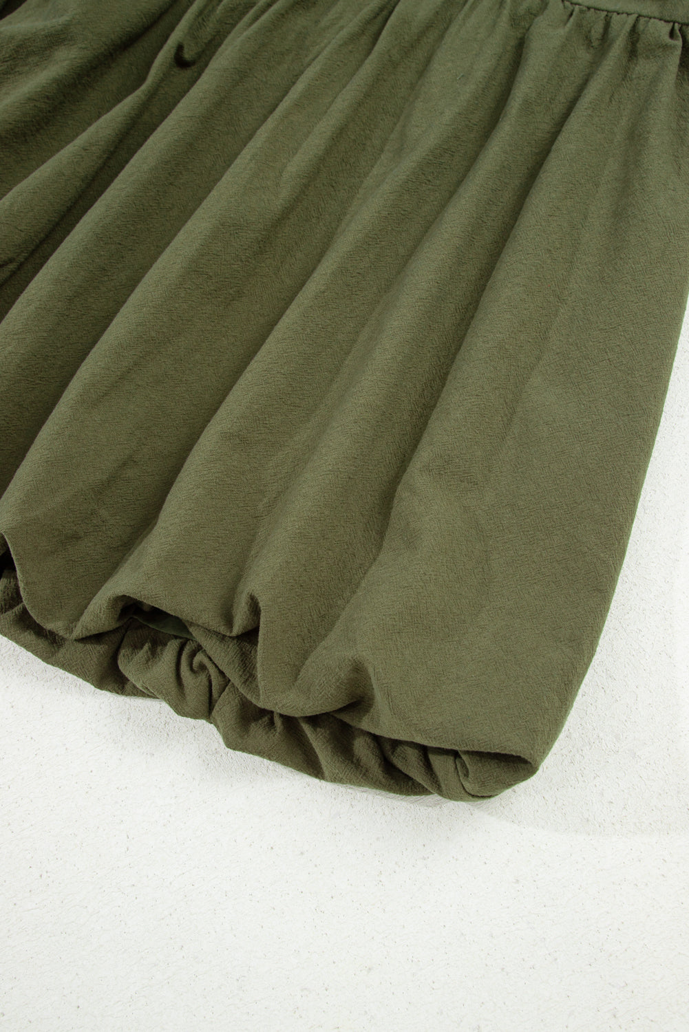 Green Plus Size Long Sleeve Ruffle Hem Mini Shirt Dress