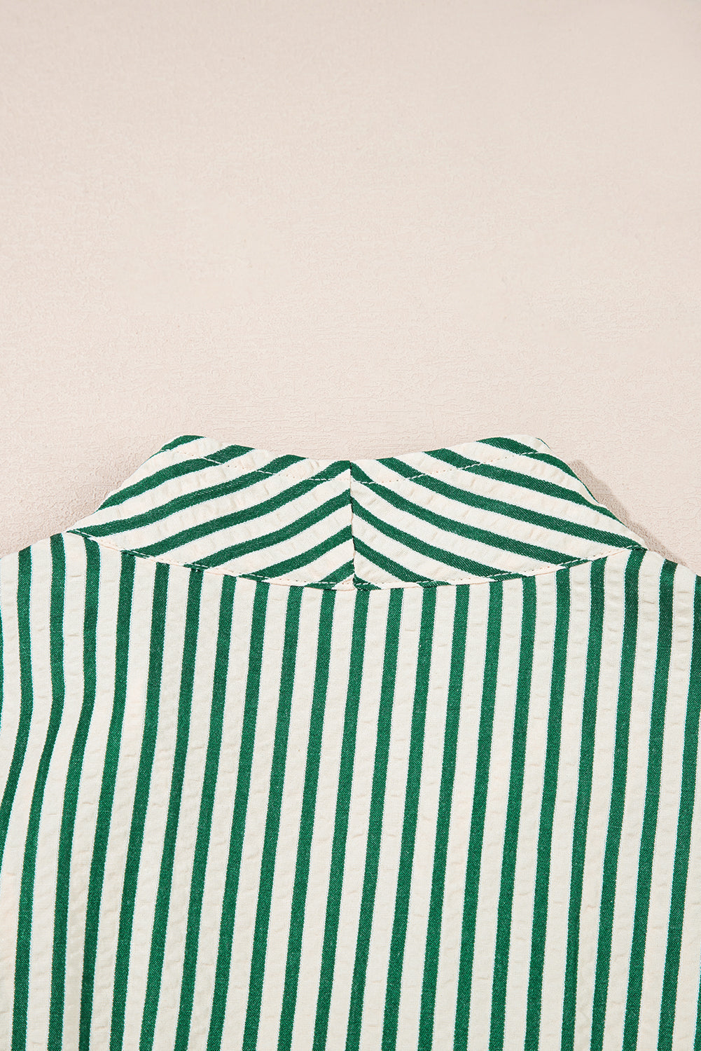 Green Striped V Neck Zip Front Cinched High Waist Midi Dress