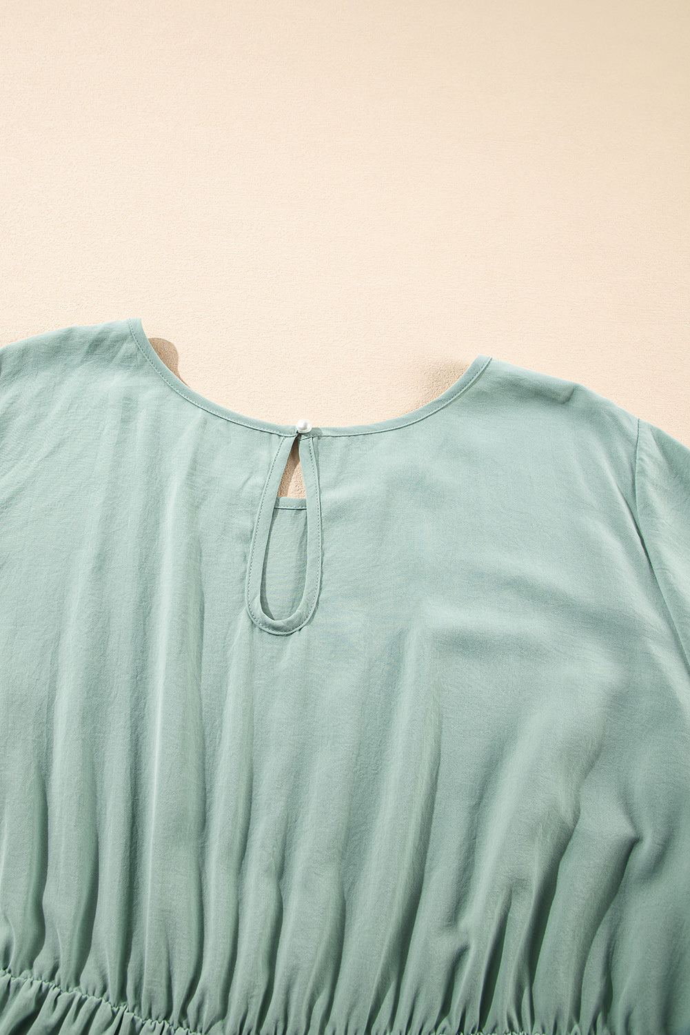 Grass Green Plain Ruffle Hem Plus Size Flared Mini Dress