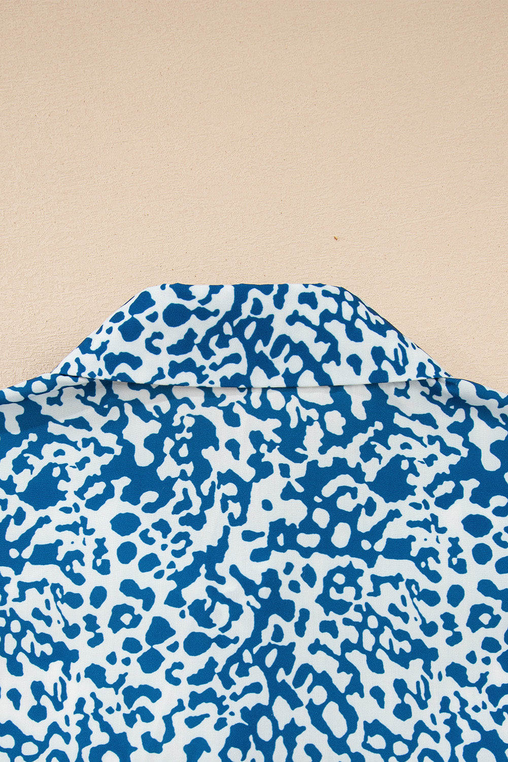 Sky Blue Leopard Striped Patchwork Button-up Shirt