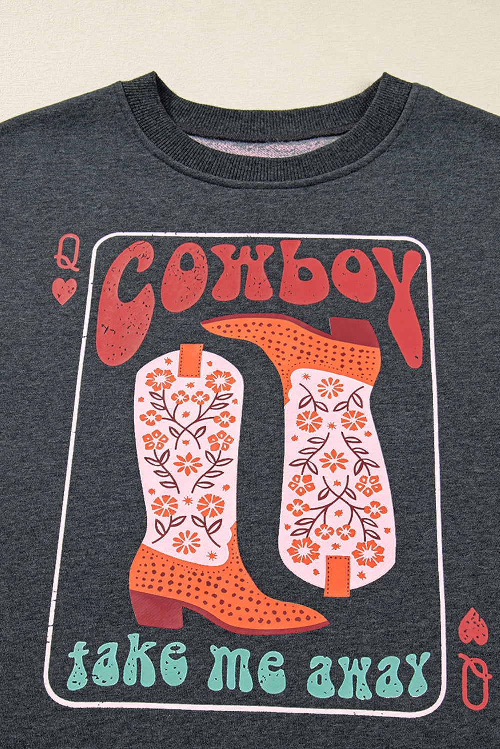 Carbon Grey Queen Card Drop Shoulder Graphic Sweatshirt