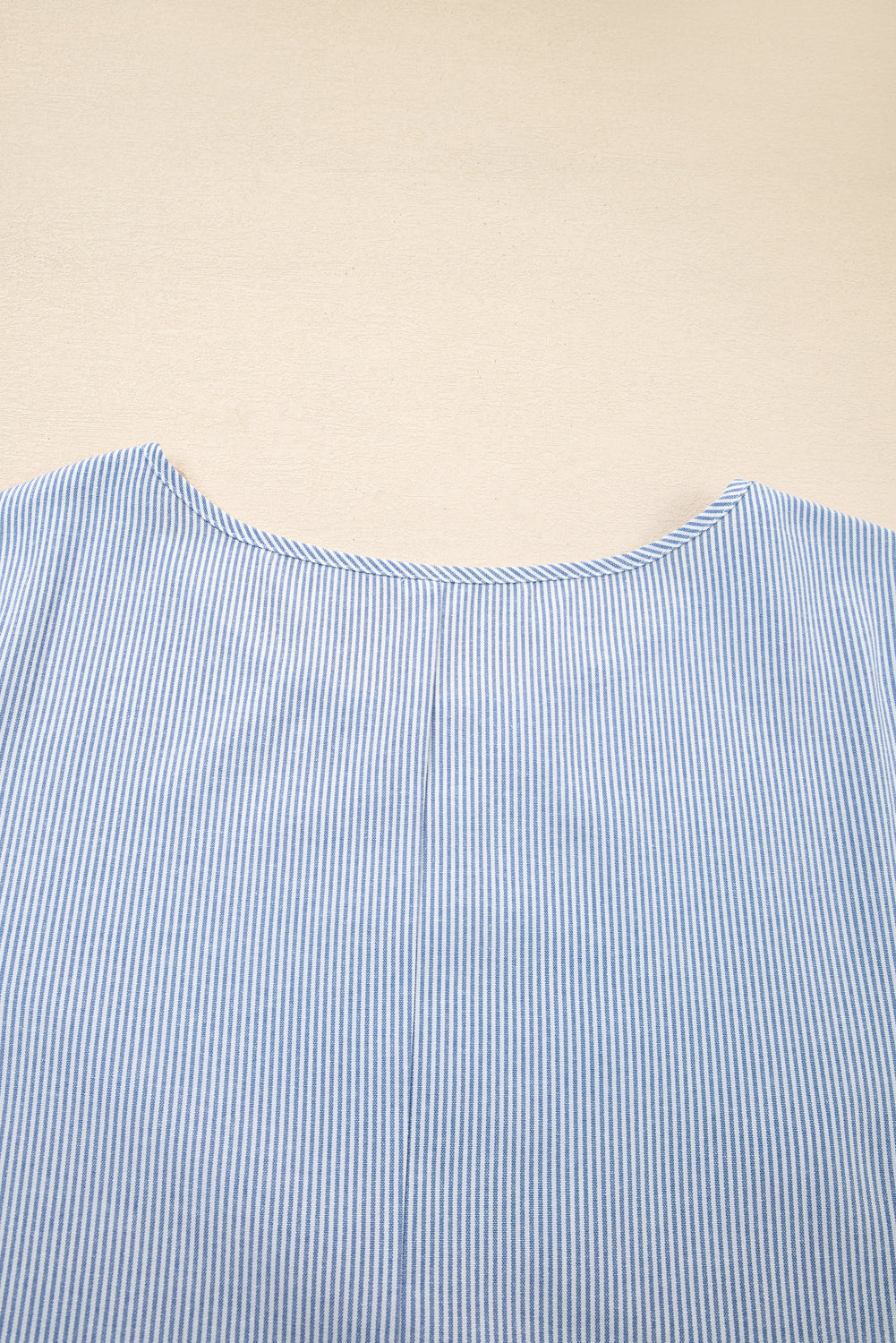 Sky Blue Crisscross Lace Detail Mixed Striped Patchwork Plus Size Dress