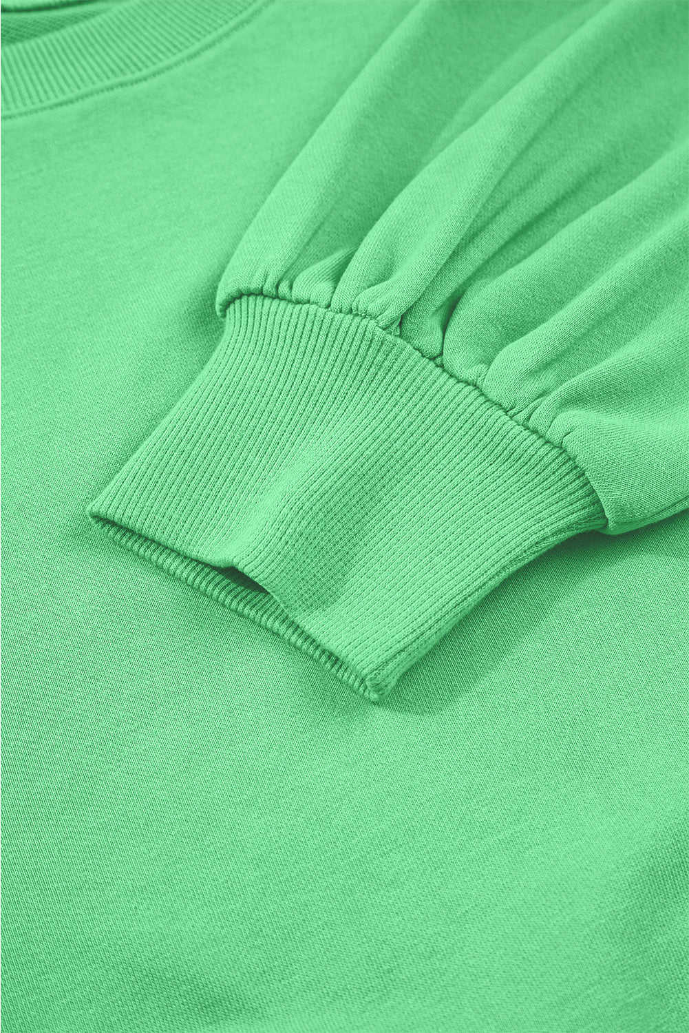 Bright Green Drop Shoulder Crop Pullover Drawstring Wide Leg Pants Set