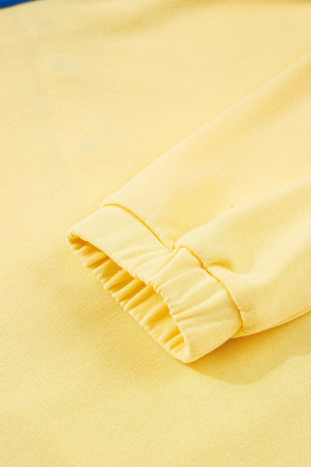 Yellow Colorblock Patchwork Half Button Pullover and Shorts Outfit