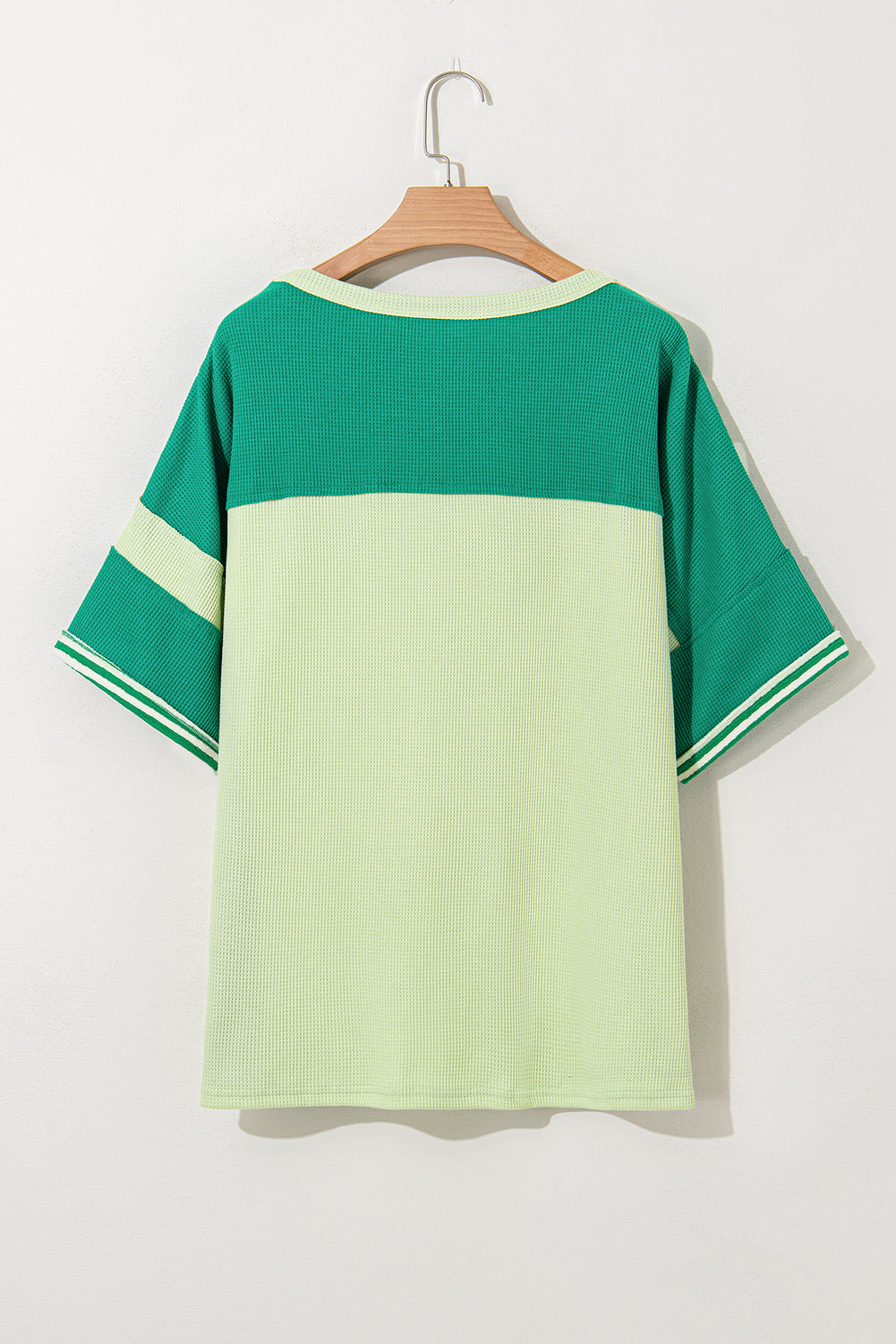Pink Stripe Waffle Patchwork Plus Size T-Shirt
